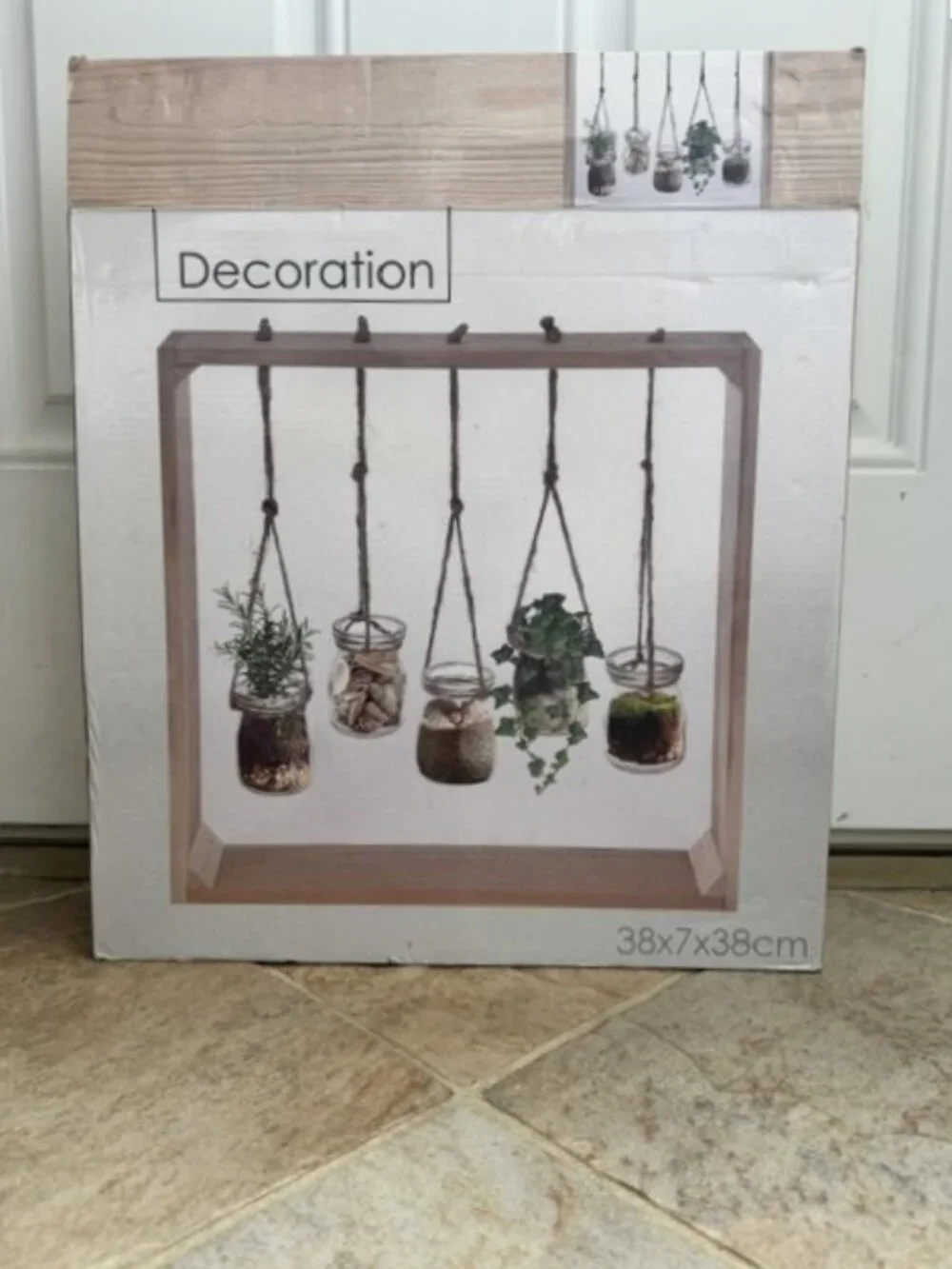 WOODEN TERRARIUM FRAME WITH 5 HANGING JARS - SQUARE - NIB - FROM EUROPE